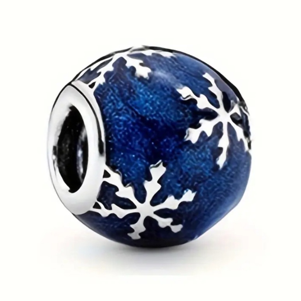 Blue Snowflake Charm Bead